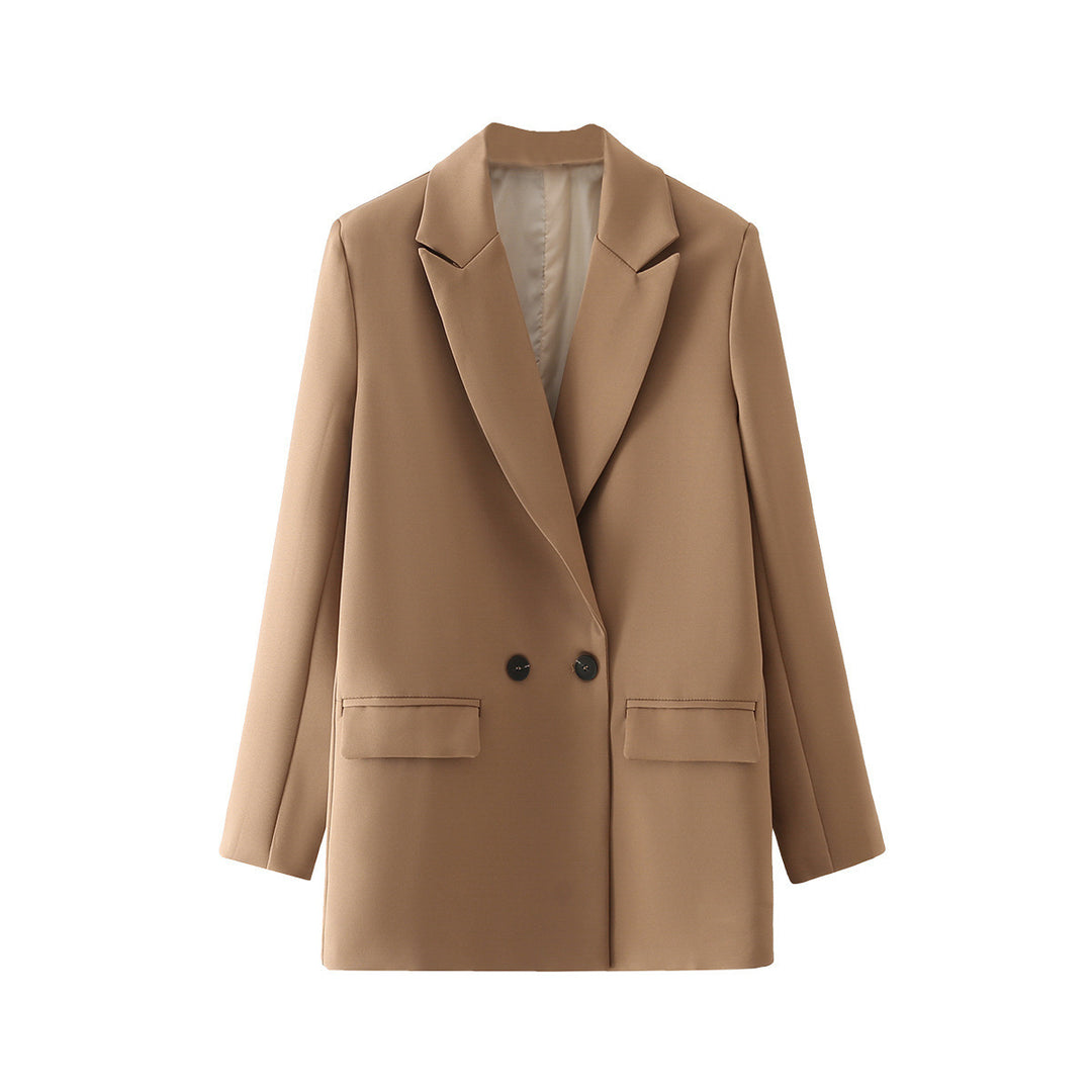 Damen Oversize Doppelreihiger Blazer mit fallendem Revers und weicher Innenfütterung – Valéne
