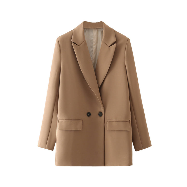 Damen Oversize Doppelreihiger Blazer mit fallendem Revers und weicher Innenfütterung – Valéne
