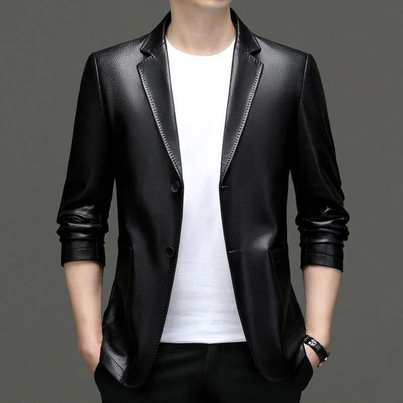 Herren eleganter Kunstlederblazer mit modernem Schnitt Echoarchiv