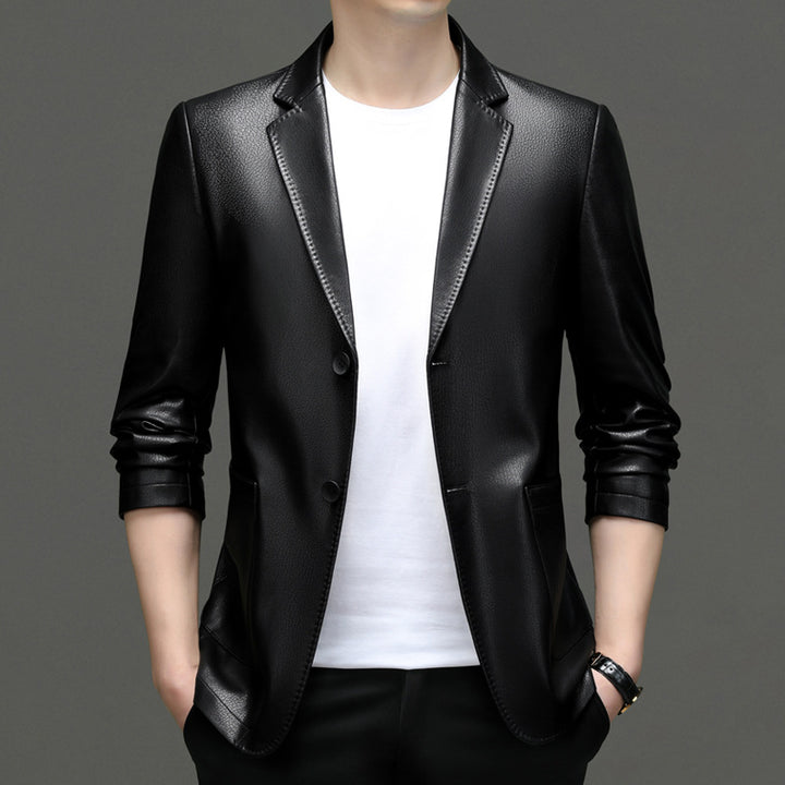Herren eleganter Kunstlederblazer mit modernem Schnitt Echoarchiv