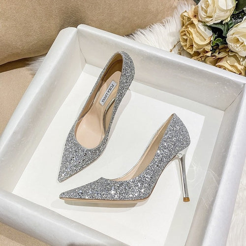 Damen Glitzer-Pumps mit spitzer Zehenform und metallic Stiletto-Absatz Echo Archiv