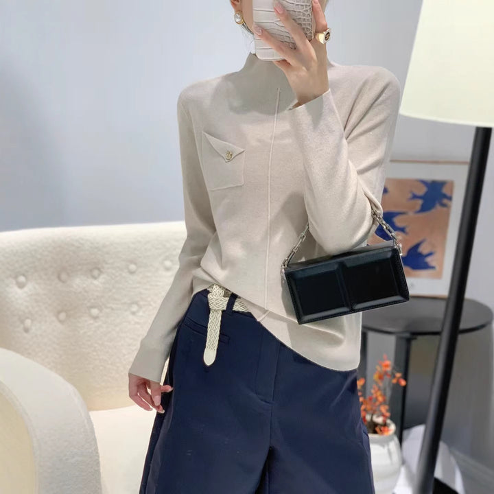 Damen Eleganter Pullover mit Stehkragen Echoarchiv