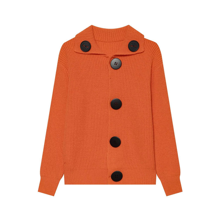 Damen grobgestrickte Waffelstruktur-Strickjacke mit übergroßen Knöpfen und Schalkragen Echo Archiv