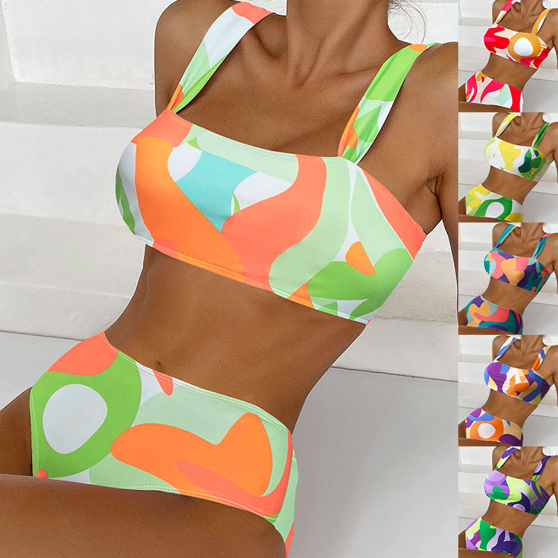 Damen Bikini-Set mit modischem Quadrat-Muster Echo Archiv