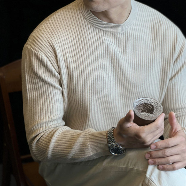 Herren Moderate Rippstrickpullover Echo Archiv