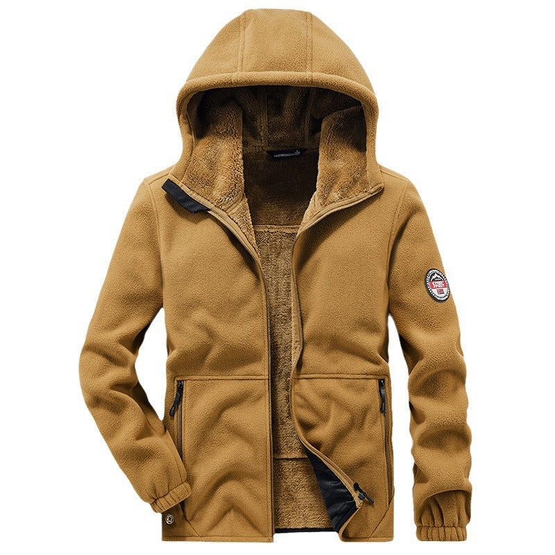 Herren Kapuzen-Fleecejacke mit Teddy-Innenfutter und Reißverschlusstaschen – Taviero