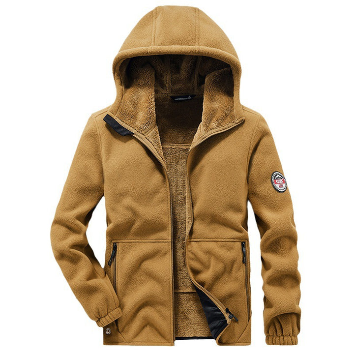 Herren Kapuzen-Fleecejacke mit Teddy-Innenfutter und Reißverschlusstaschen – Taviero
