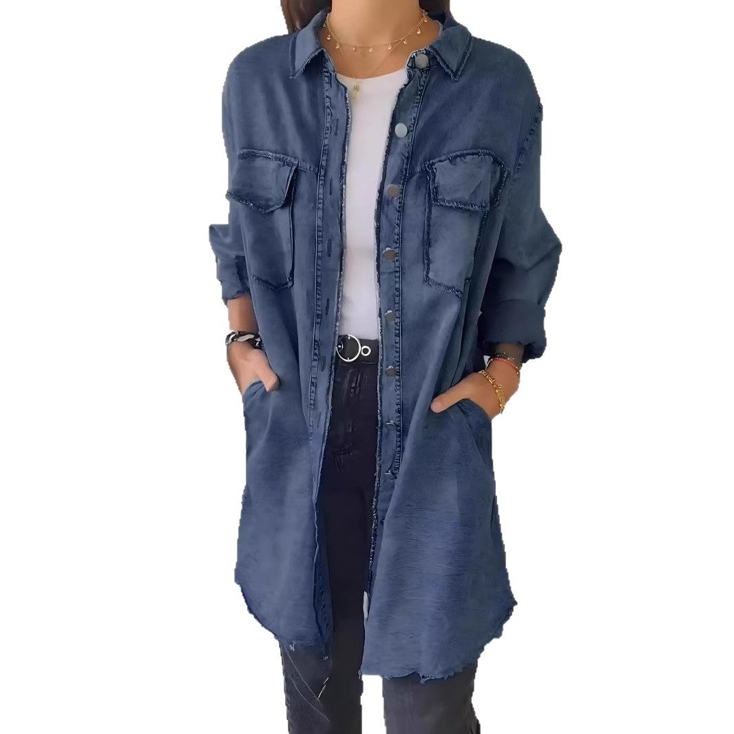 Damen Lässige Denim-Hemdjacke – Célinea
