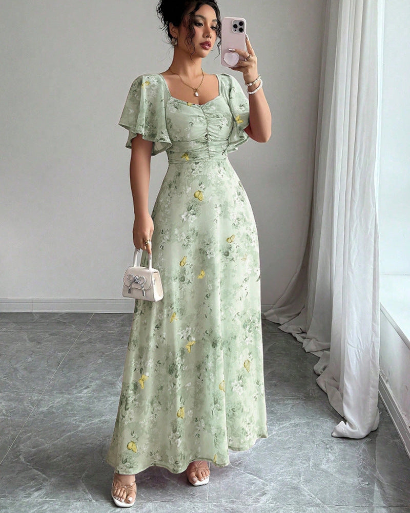 Damen Maxikleid mit fließendem Schnitt und romantischem Blumenmuster Echo Archiv