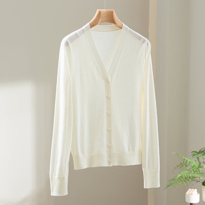 Damen Feinstrick-Cardigan mit V-Ausschnitt, Knopfleiste und Rippbündchen Echoarchiv