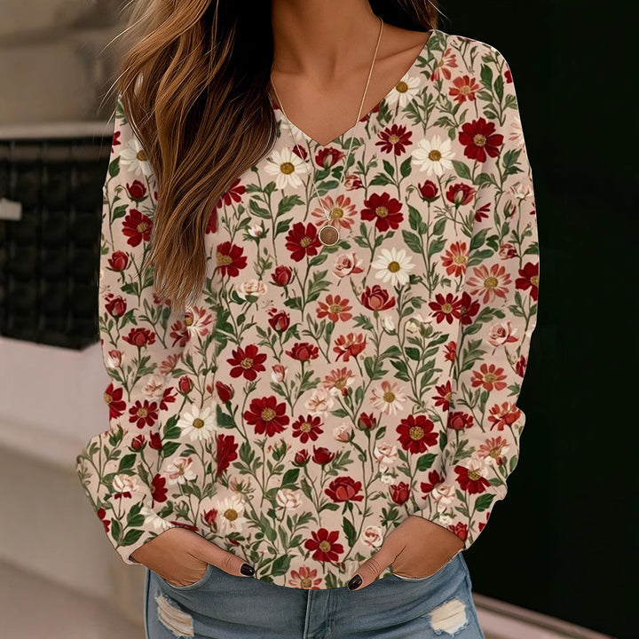 Damen Boho-Mandala V-Ausschnitt Oversize Sweatshirt mit weichem Sweatstoff – Avérine