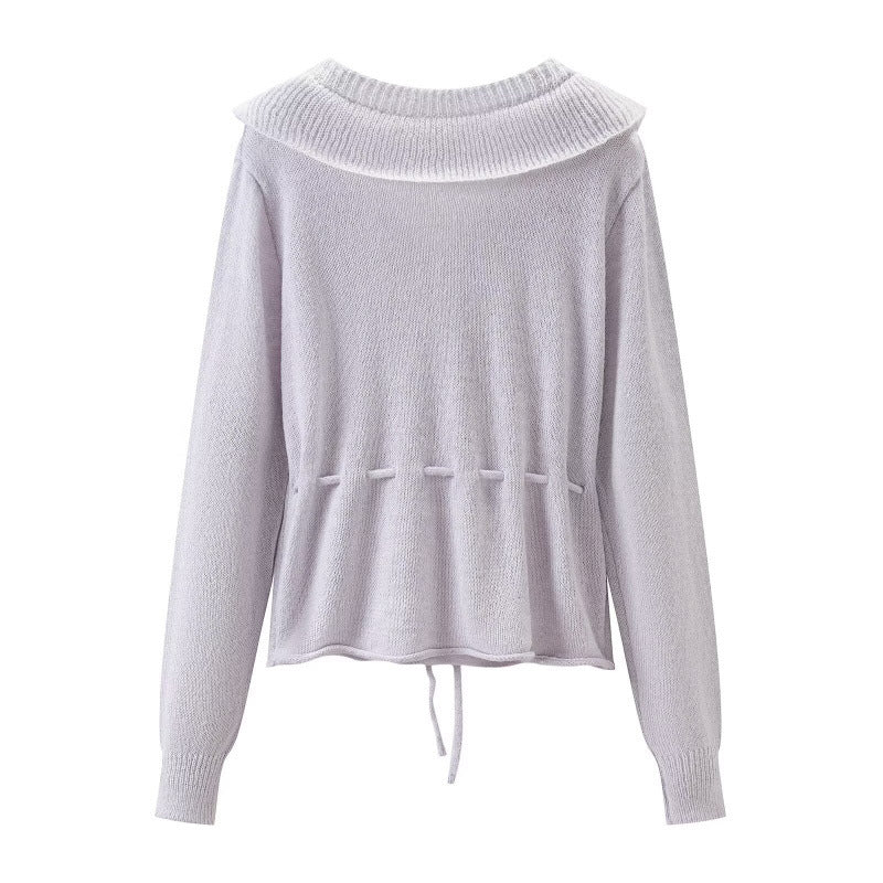 Damen Rüschen-Strickcardigan mit V‑Ausschnitt und Tunnelzugtaillierung Echo Archiv