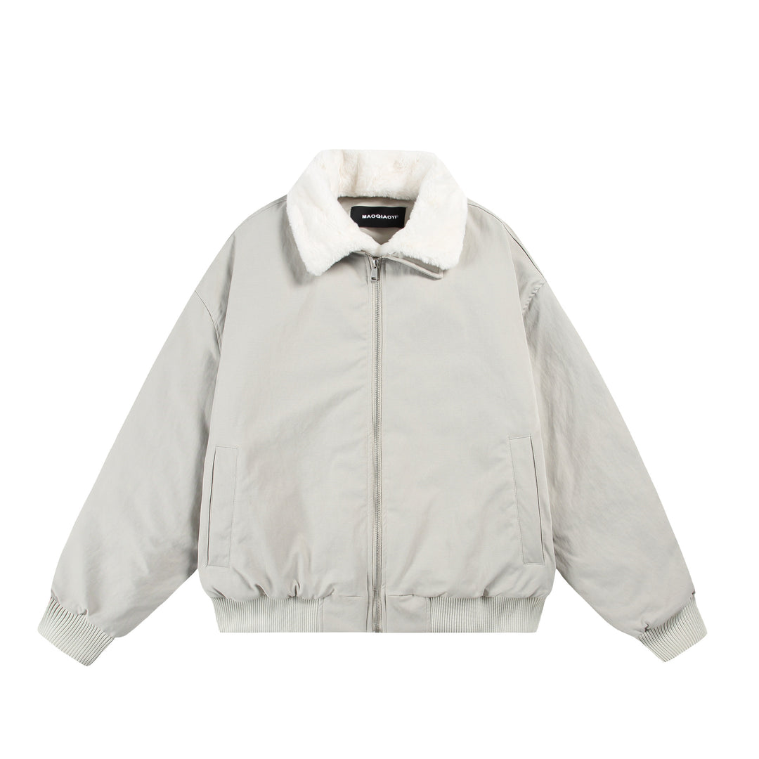 Herren Boxy Bomberjacke mit Teddykragen und geripptem Saum Echoarchiv