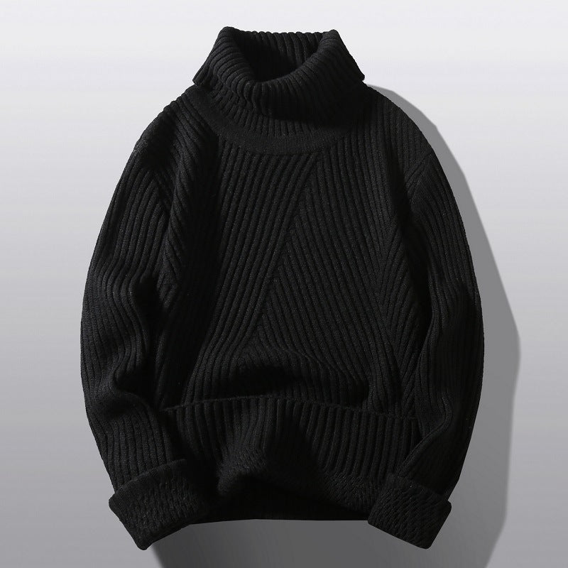 Herren nan strukturierter Rollkragenpullover mit diagonaler Rippstruktur und schlanker Passform Echo Archiv