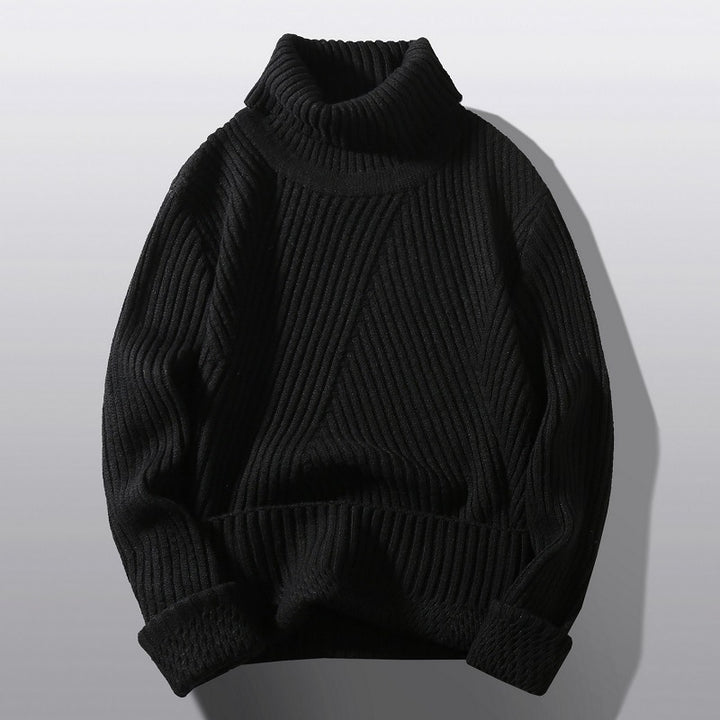 Herren nan strukturierter Rollkragenpullover mit diagonaler Rippstruktur und schlanker Passform Echo Archiv