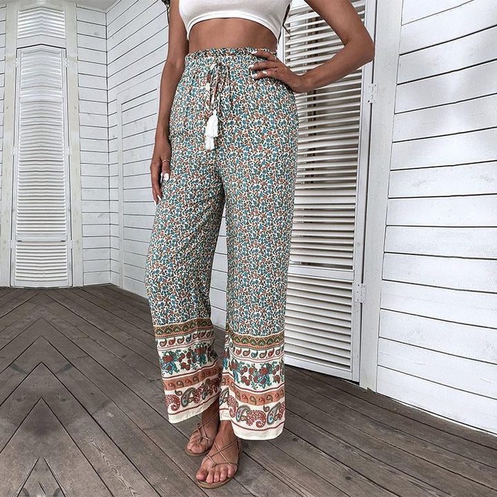Damen Weite Voile-Hose mit floralem Muster Echo Archiv