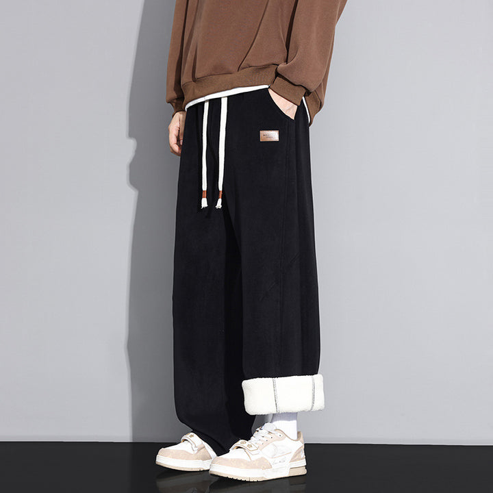 Herren Weitgeschnittene und bequeme Fleece-Hose