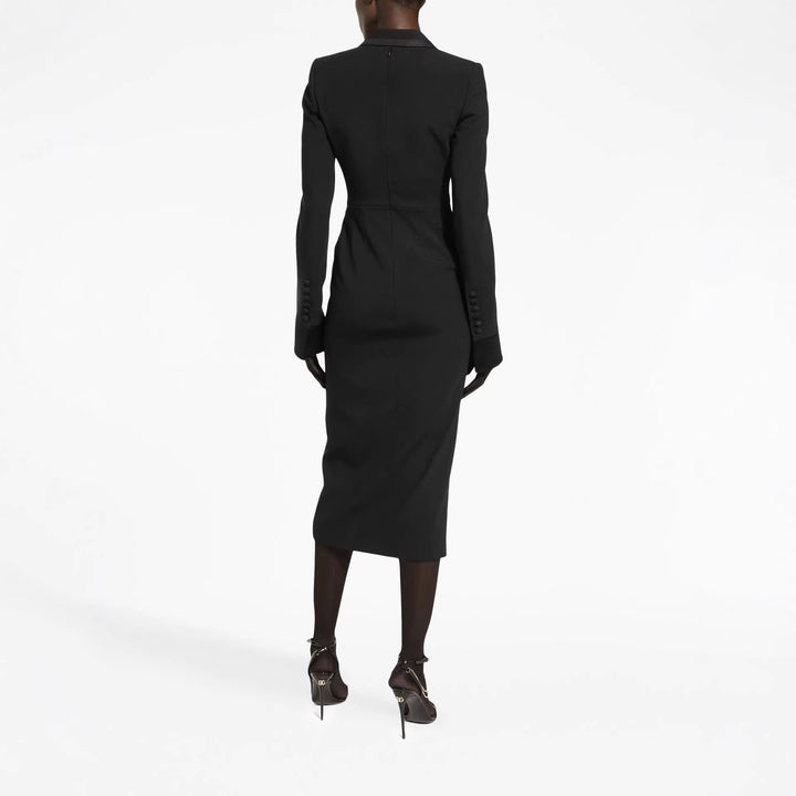Damen Tailliertes Blazerkleid im Longcut mit Satinrevers und Frontschlitz Echoarchiv
