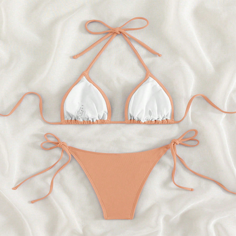 Damen Triangel-Bikini mit verstellbaren Bindebändern und hohem Beinausschnitt Echo Archiv