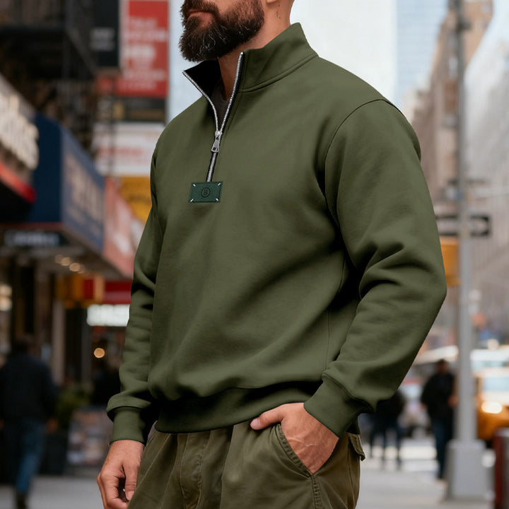 Herren nan hochgeschlossener Quarterzip-Sweatshirt aus schwerem Baumwollfleece mit Stehkragen Echo Archiv