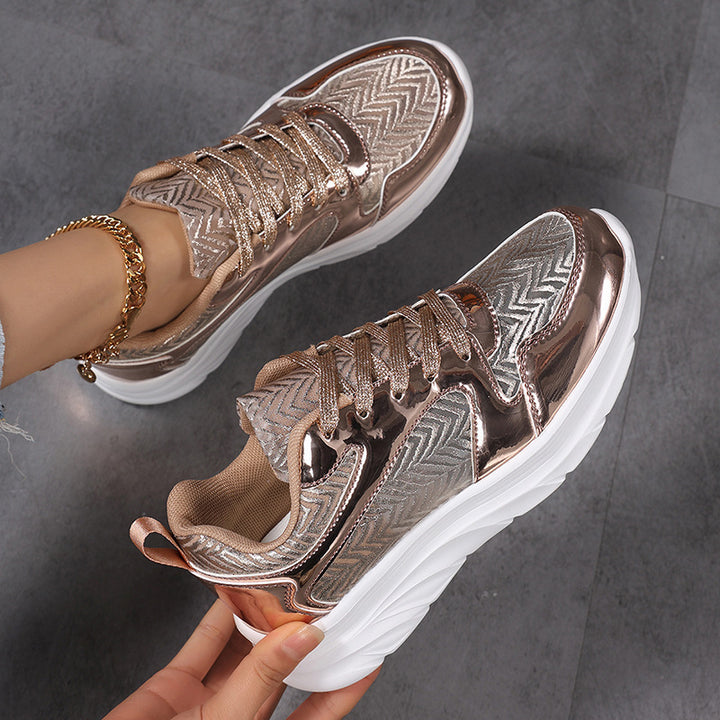 Damen nan glamouröser auffälliger Sneaker mit Glitzerpaneelen jacquardgewebtem Obermaterial und ergonomischer Wellenlaufsohle Echo Archiv