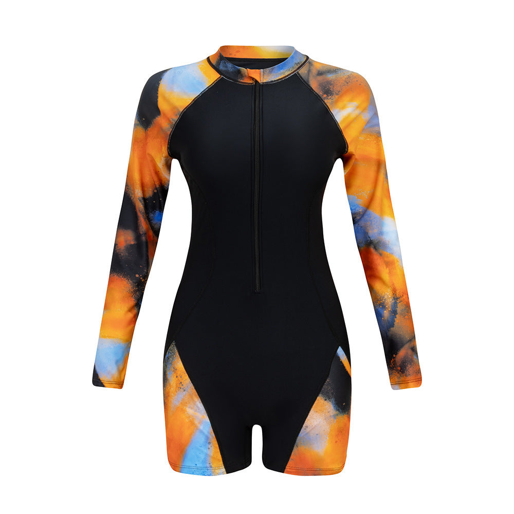 Damen Langarm-Surfuanzug mit buntem Kunstdesign Echo Archiv