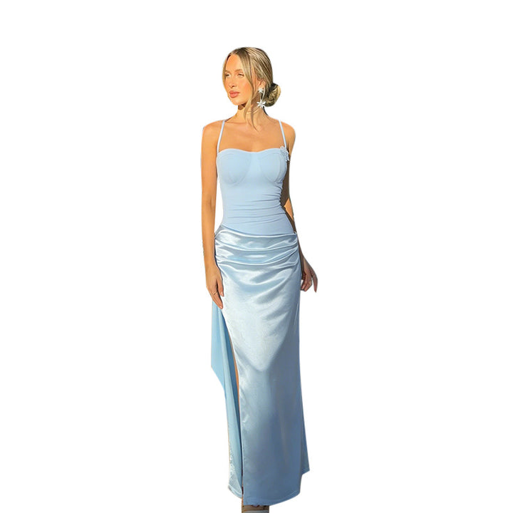 Damen edles Maxi-Kleid mit asymmetrischem Schnitt und feiner Drapierung Echo Archiv