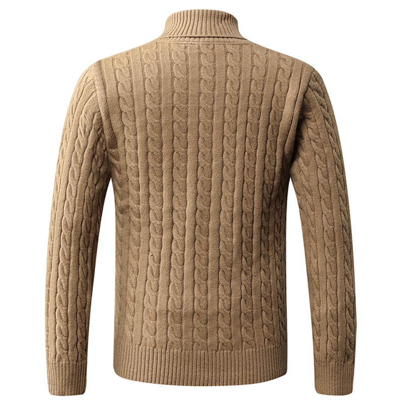 Herren Grobstrickpullover mit modernem Schalkragen und Zopfmuster Echoarchiv