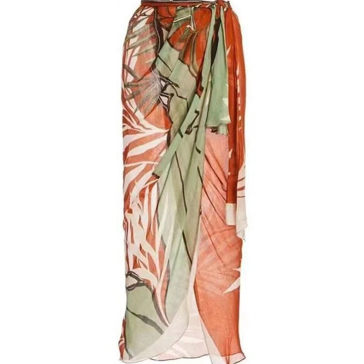 Damen Einteiler Badeanzug mit asymmetrischem Schnitt und floralem Wickelrock Echo Archiv