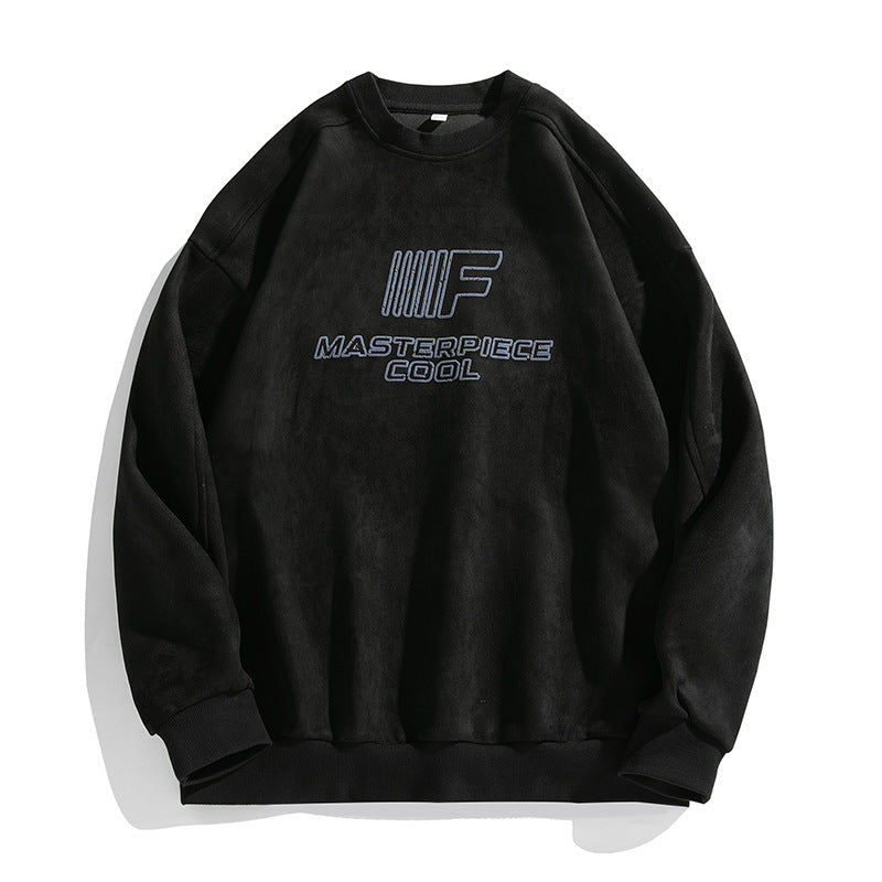 Unisex Fleece-Sweatshirt mit Samtoptik, gesticktem Logo und Drop-Shoulder Echo Archiv