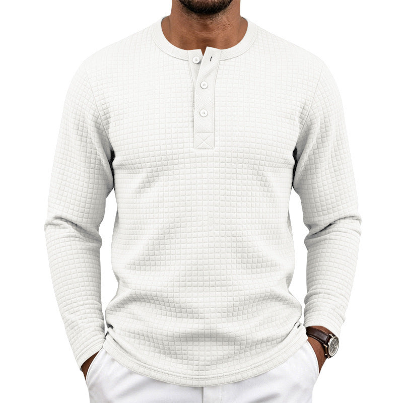 Herren Texturiertes Thermo-Henley-Langarmshirt mit Waffelstruktur und abgerundetem Saum Echoarchiv