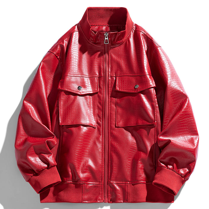 Herren Kunstlederjacke im modernen Design mit praktischen Taschen Echoarchiv