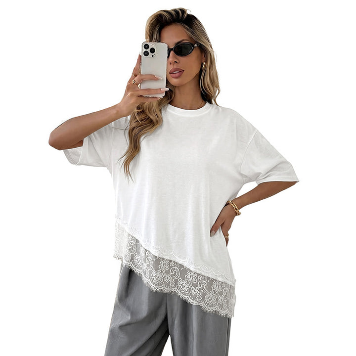 Damen Elegantes T-Shirt mit Spitzenrand Echo Archiv