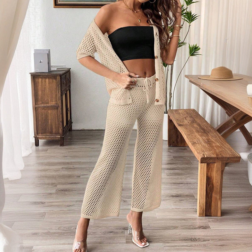 Damen luftiges Netz-Set mit knöpfbarem Cardigan Echo Archiv