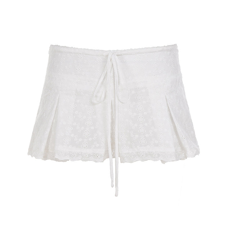 Damen verspielte Shorts mit verstellbarem Bindeband und zarten Spitzenakzenten Echo Archiv