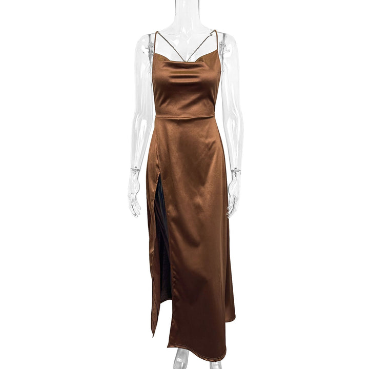 Damen Elegantes Maxikleid mit tiefem Ausschnitt und hochgradigem Schlitz Echo Archiv
