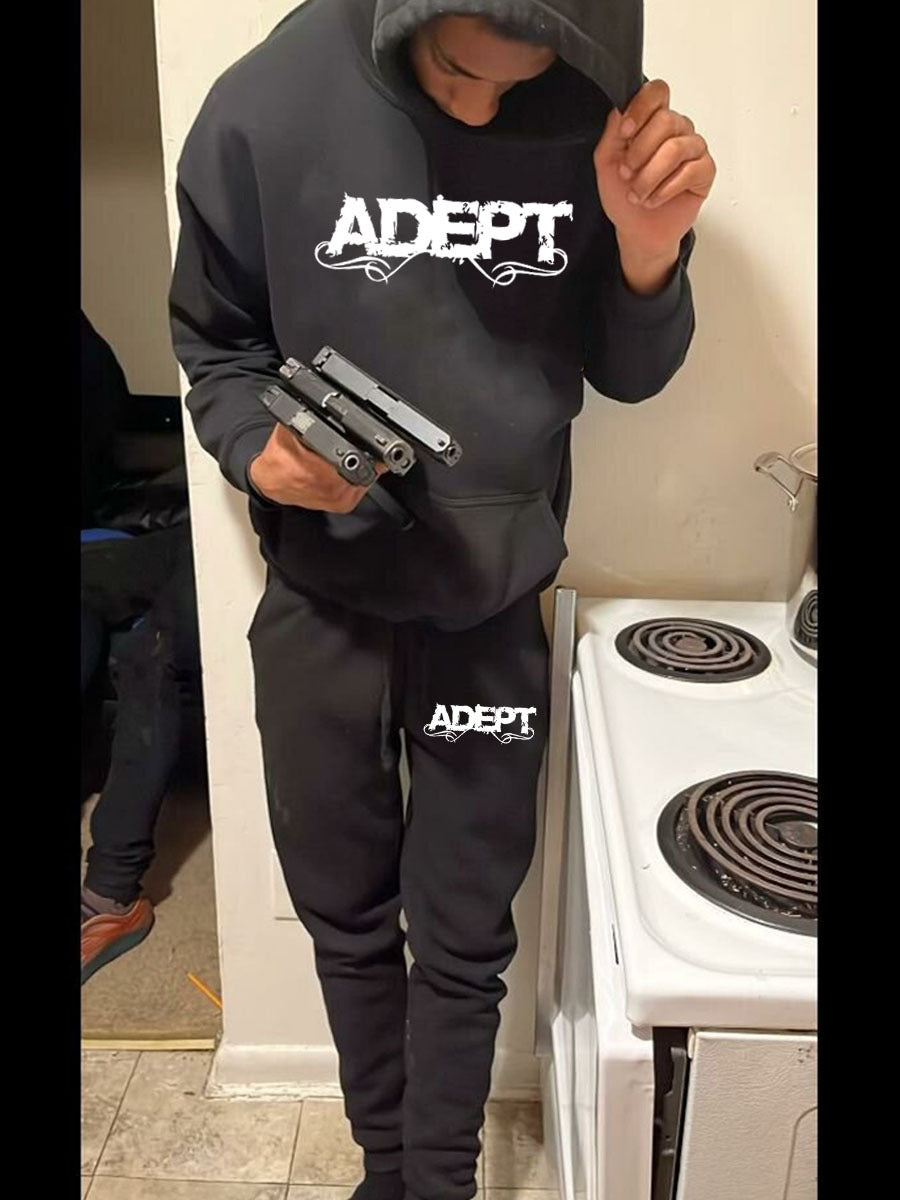 Herren Sweatshirt- und Jogginghose-Set mit kreativer Schriftart Echoarchiv