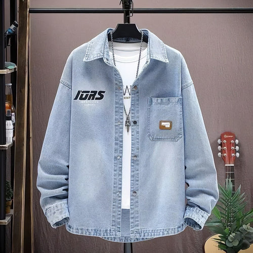 Herren Oversized Denim-Hemdenjacke im Vintage-Wash mit aufgesetzter Brusttasche Echoarchiv