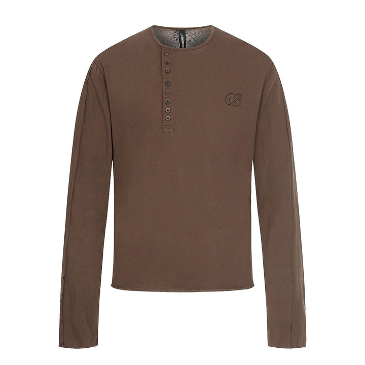 Herren Langarm-Henleyshirt mit asymmetrischer Knopfleiste und leichtem Relaxed Fit Echoarchiv