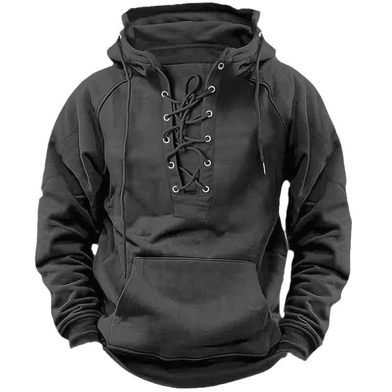 Herren Kapuzenpullover mit modernem Schnürdesign und weichem Innenfutter Echoarchiv