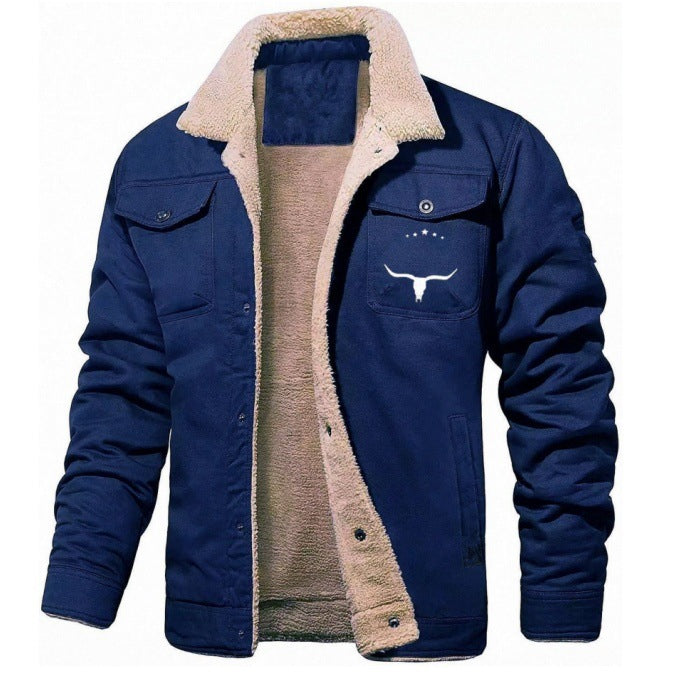 Herren Sherpa-gefütterte Canvas-Arbeiterjacke mit Brusttaschen Echoarchiv
