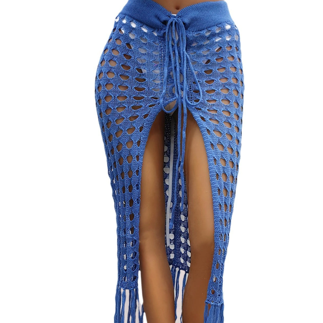 Damen gehäkelter Strand-Sarong mit Fransen Echo Archiv