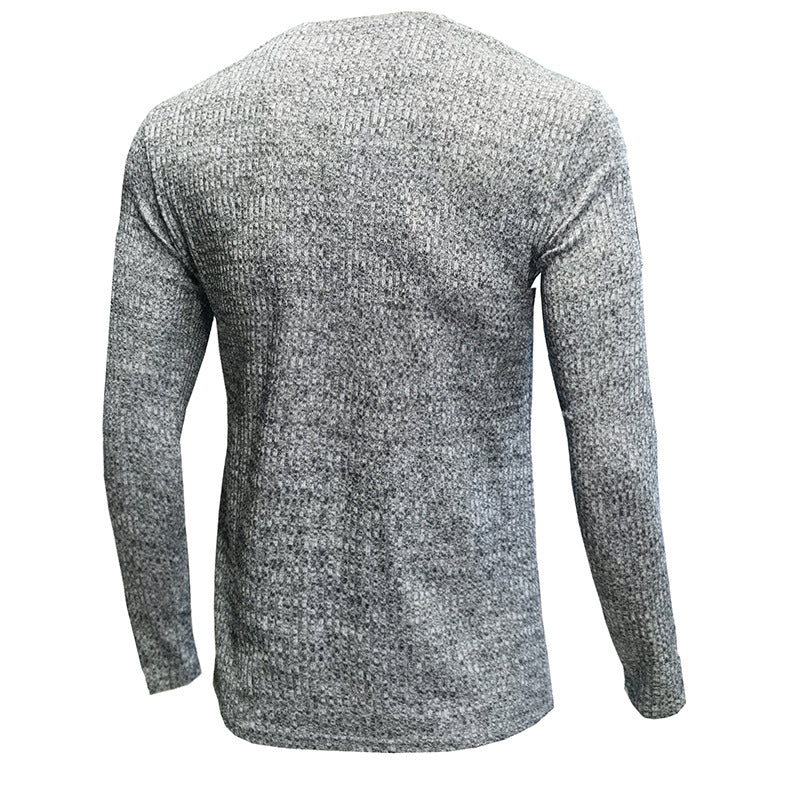 Herren V-Ausschnitt Langarmstrickpullover mit geripptem Design Echoarchiv