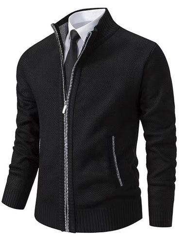 Herren modische Strickjacke mit hohem Kragen und durchgehendem Reißverschluss Echoarchiv
