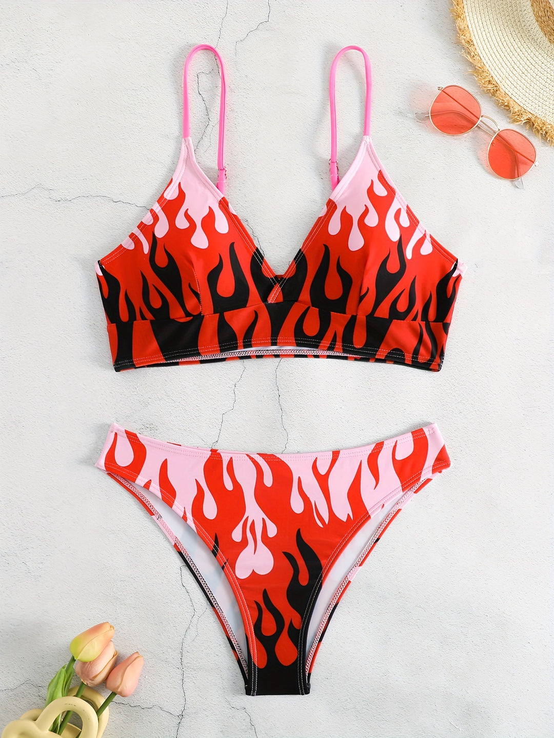 Damen Triangel-Bikini mit aufregendem Flammenmuster Echo Archiv