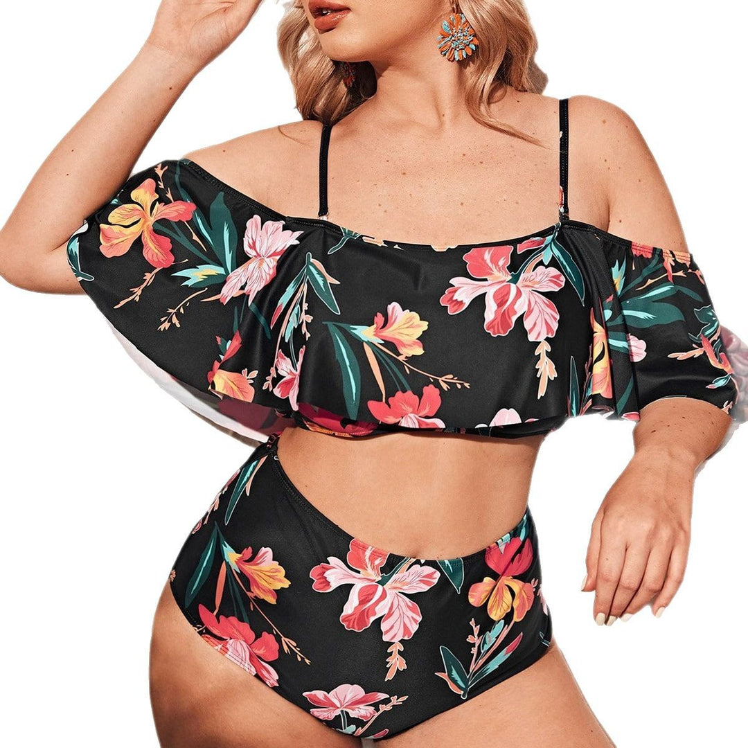 Damen Bikini-Set mit floralem Off-Shoulder-Oberteil und hochgeschnittenen Höschen Echo Archiv