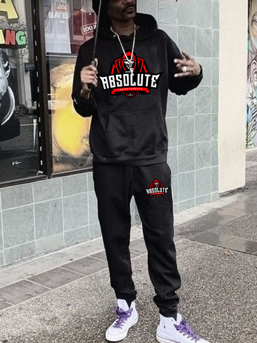 Herren Kapuzenpullover und Jogginghose Set mit sportlichem Grafikdruck Echoarchiv