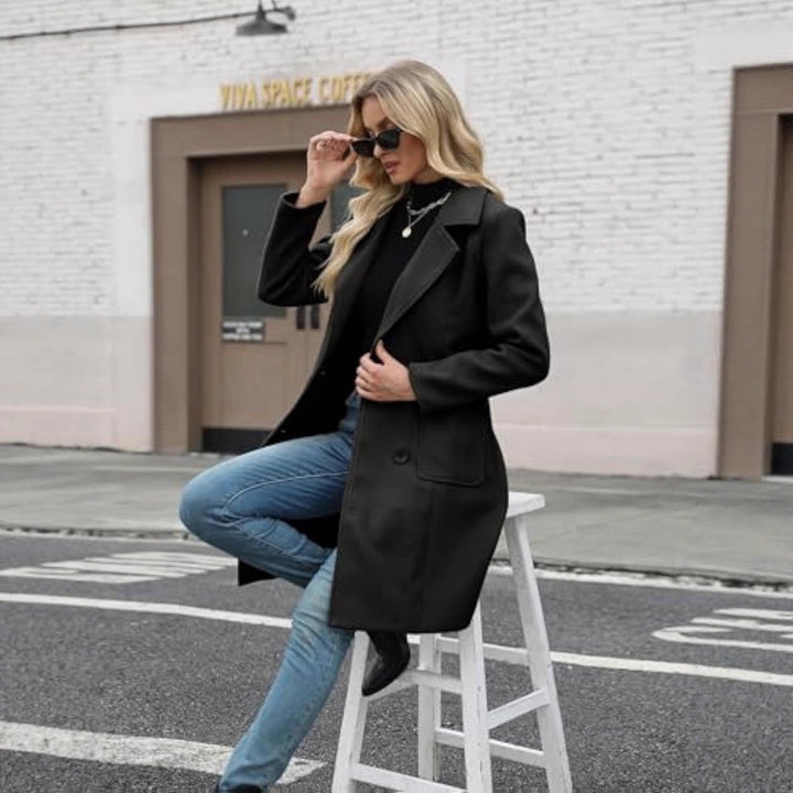 Damen Eleganter Doppelreihiger Mantel Echo Archiv
