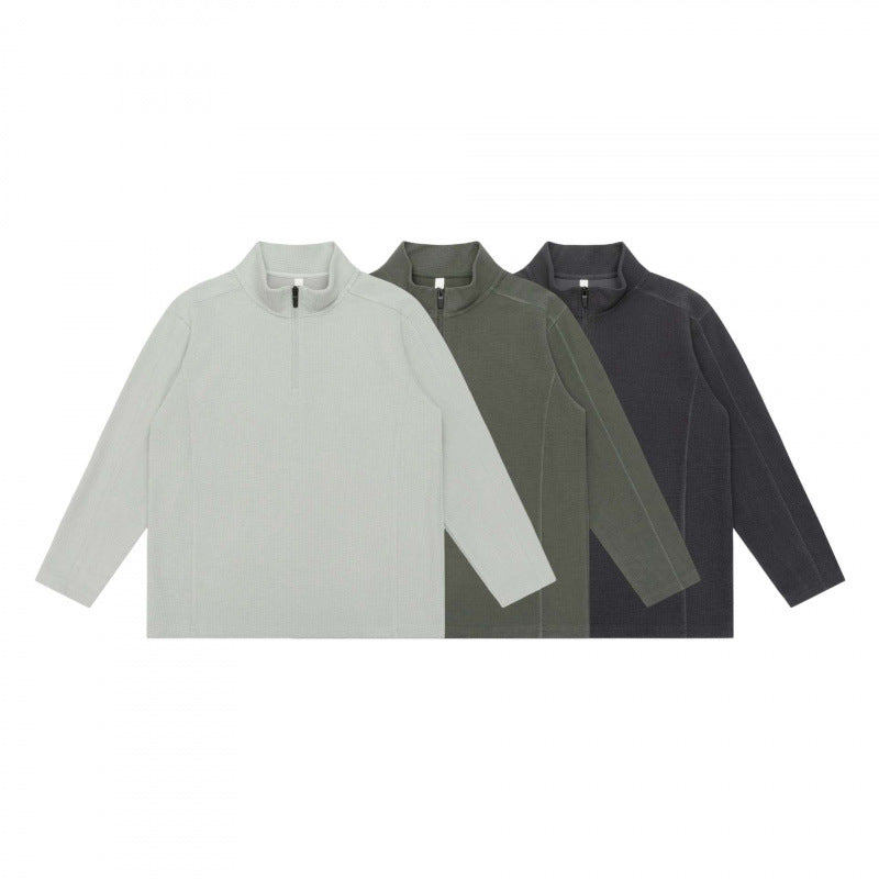 Unisex Texturierter Half‑Zip‑Strickpullover im Boxy‑Schnitt mit Stehkragen Echo Archiv