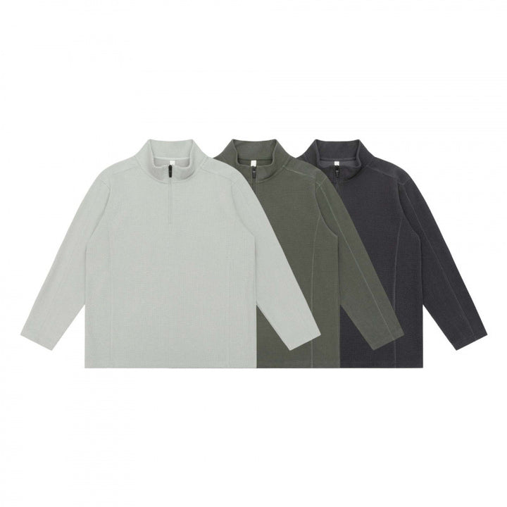 Unisex Texturierter Half‑Zip‑Strickpullover im Boxy‑Schnitt mit Stehkragen Echo Archiv